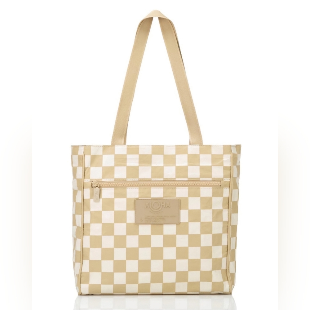 ALOHA Collection Go-To Tote Bag, Checkmate, Creme On Dune, NWT